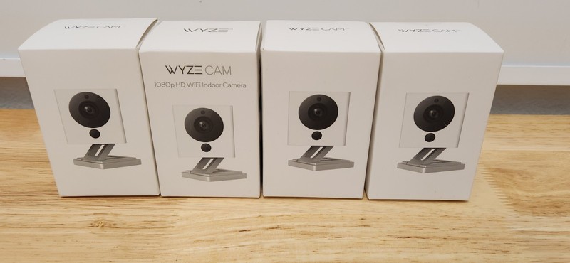 Four (4) Wyze Cams v2 1080p Wi-Fi Indoor Security Camera White Night Vision