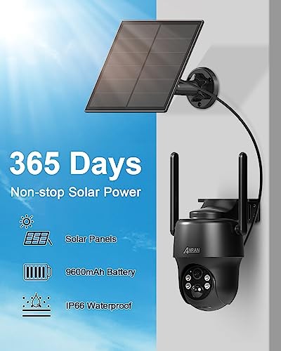 4G LTE Cellular Solar Security Camera Wireless Outdoor,No WiFi 2K Solar Black gallery