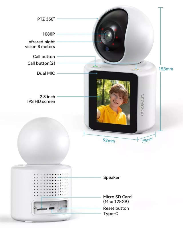 Security Camera 1080P Monitor Free APP Wireless Two Way Audio Call Pet Friendly gallery