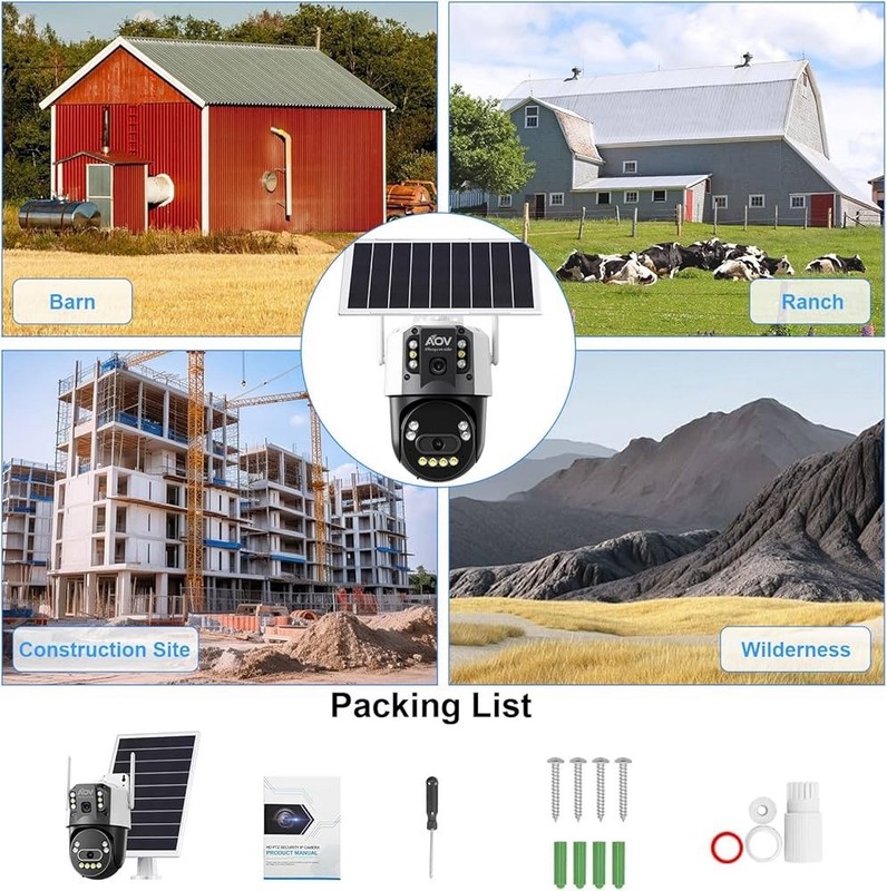 Solar AOV Dual Lens PTZ Security Camera, 6MP(3MP+3MP) Outdoor WiFi Camera gallery