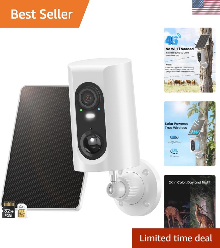 Ultimate Wireless Solar Security Camera - 4G LTE, 32GB Included, No WiFi Needed