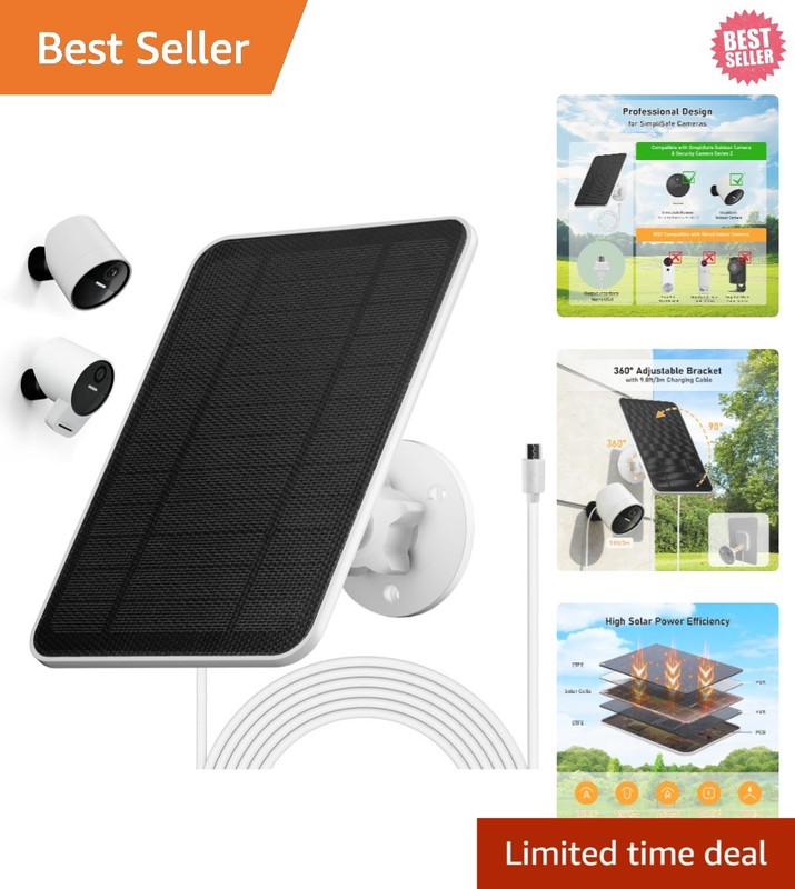 Solar Panel Compatible with Simplisafe Outdoor Camera Wireless, 4W 5V Solar Pane