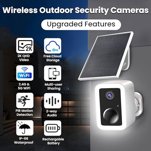 Security Camera Wireless Outdoor with Solar Panel, 1 Pack w/Solar Panel White gallery