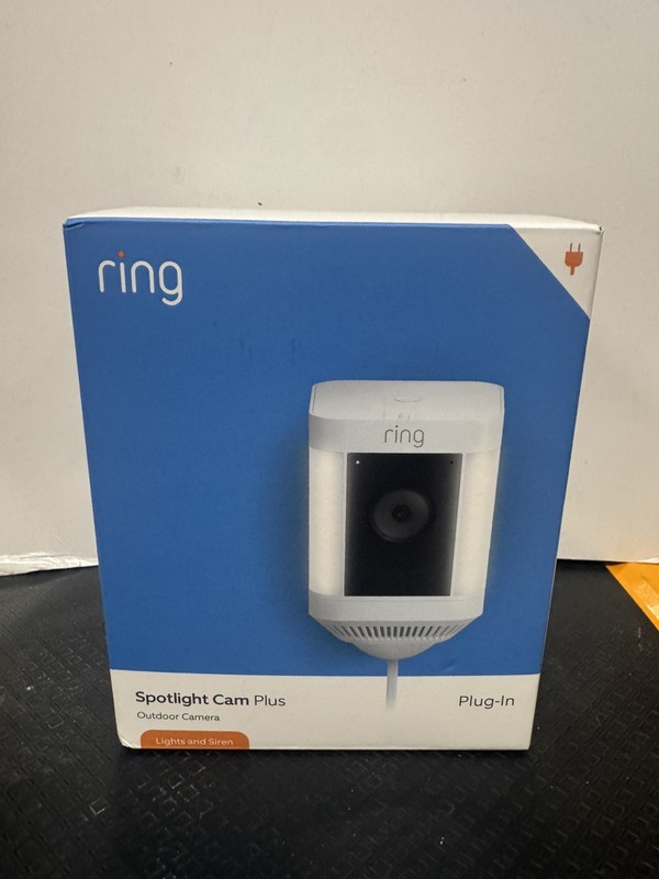 Ring Spotlight Cam Plus Plug-In White Outdoor/Indoor Camera Plug In Open Box