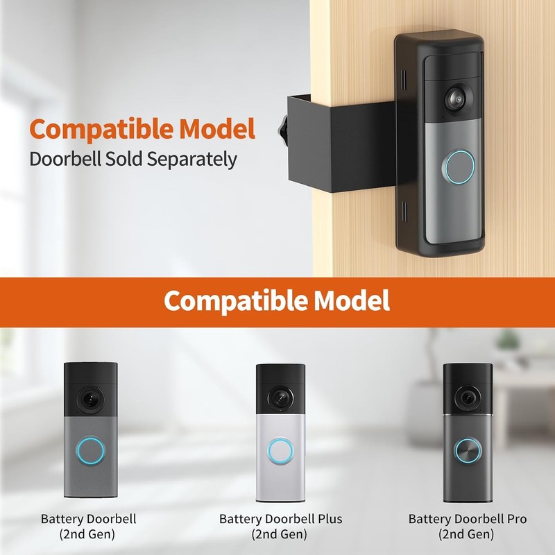 No-Drill R-ing Doorbell Mount with Rain Cover, Anti-Theft Door Bracket Compatibl gallery