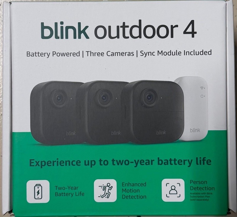 Blink Outdoor 4 1080p Wi-Fi Outdoor 3-Camera Security System – Black – NEW