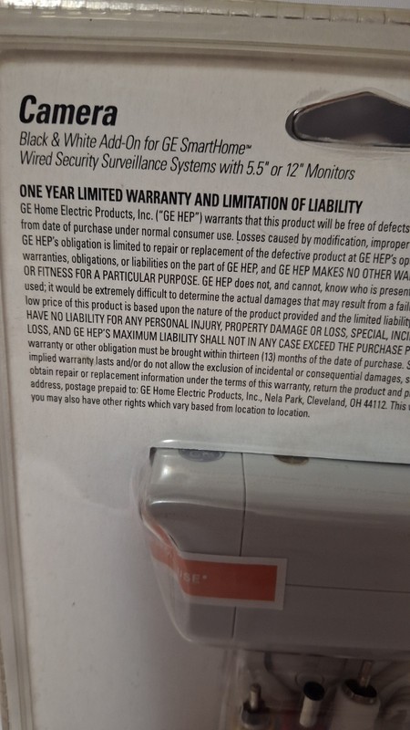 GE SmartHome Wired Security Camera - B&W Add-On - New (GESECTVBWC) gallery