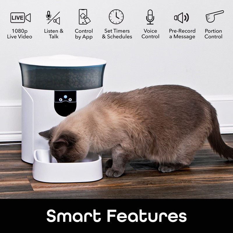 7L Automatic Cat Feeders with Smart Home Pet Camera, Timer & Voice, Automatic... gallery