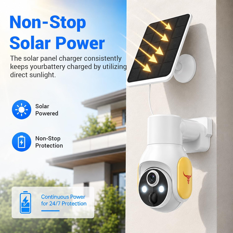 1080P Security Camera Wireless with Solar Panel, Smart AI Human Detection, 2-Way gallery
