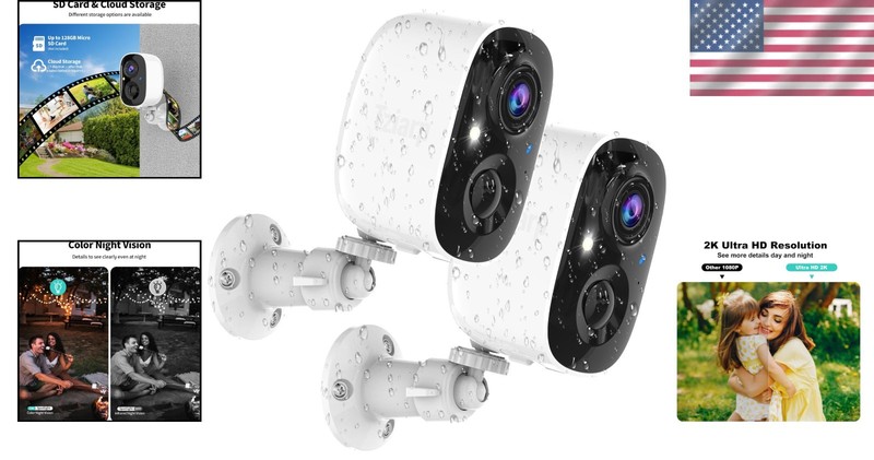 Outdoor WiFi Cameras, Color Night Vision, Spotlight - 2 Pack gallery