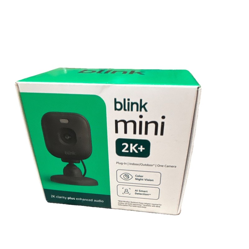 Blink Mini 2K+ 2560×1440 Plug-In Indoor/Outdoor Wi-Fi Color Night Vision Black