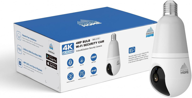 Light Bulb Security Camera, 4MP 2K, Human and Vehicle Detection, Indoor Outdoor, gallery