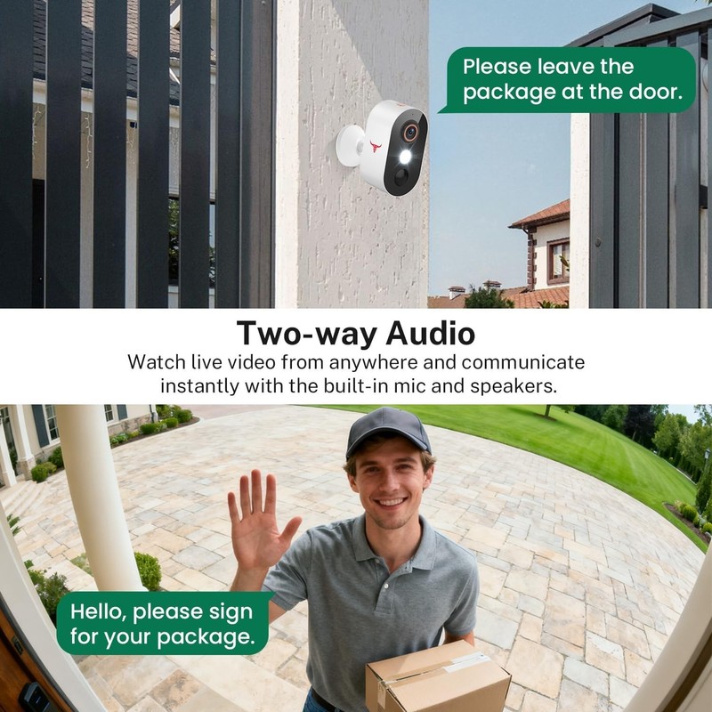 1080P Wireless Security Camera Outdoor, Battery Powered, AI Human Detection, Col gallery