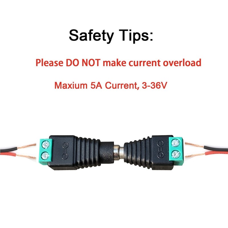 DAYKIT 10 Pairs 12V Male+Female 2.1x5.5MM DC Power Jack Plug 2.1x5.5MM, Black gallery