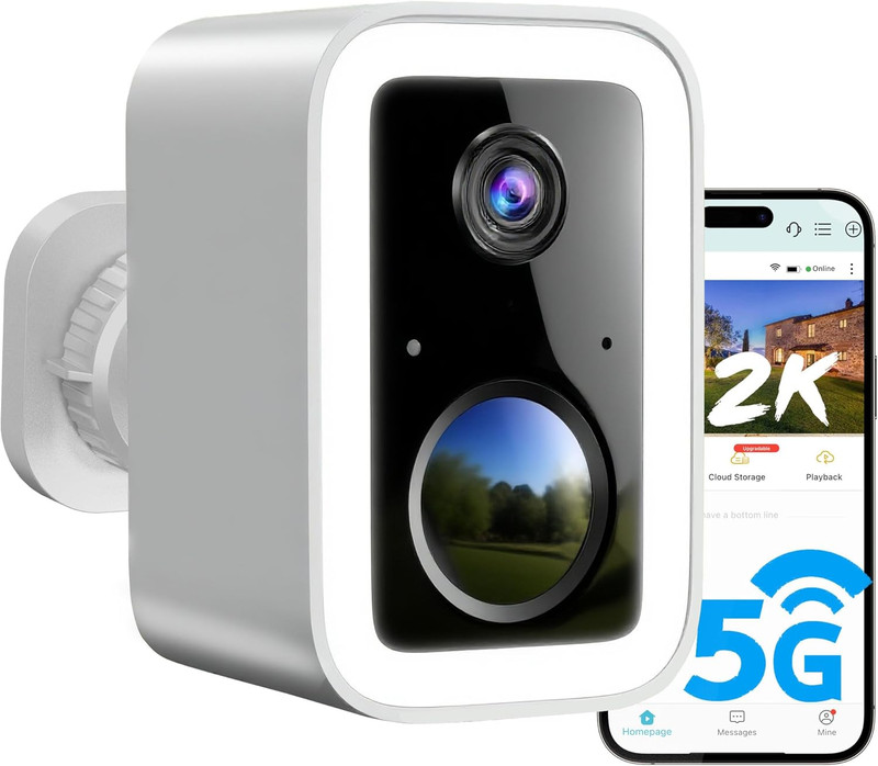 2K Security Cameras Wireless Outdoor, Free Cloud Storage, Integrated Spotlight & gallery