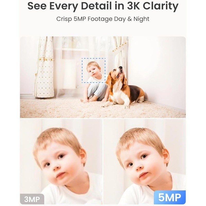 5MP QHD Indoor Security Camera 360° Pan Tilt Auto Tracking WiFi Baby Pet Monitor gallery