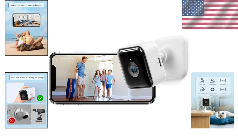 Compact 2K Dog Camera with 2-Way Audio & Night Vision - Easy Tape Installation gallery