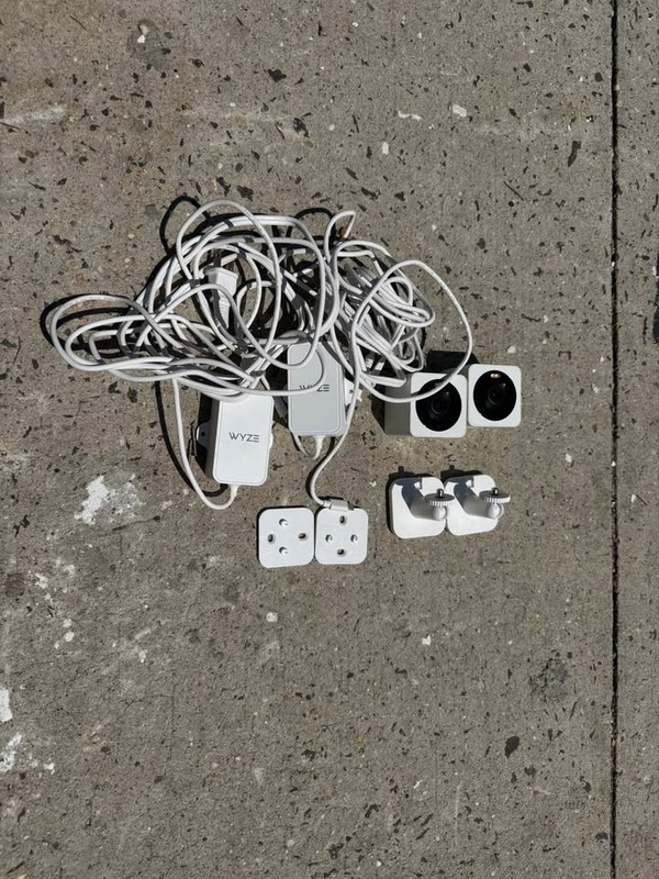 2 Wyze Indoor/Outdoor Security Cameras + Extras