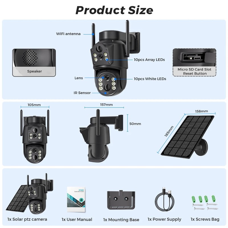 4K HD Solar WiFi Camera Outdoor Built-in Battery 2K Security Solar Panel CCTV gallery