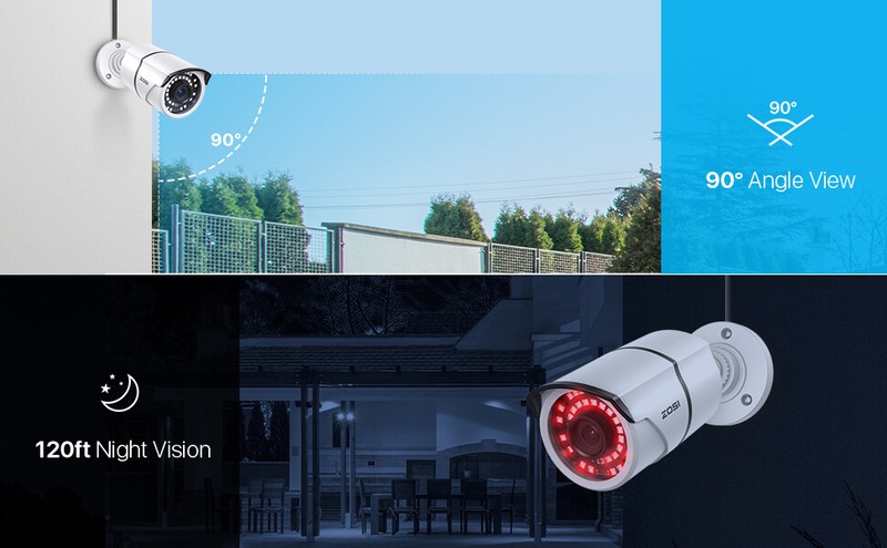 ZOSI 16 CH HD 1080P Outdoor CCTV Security Camera System 120ft Night Vision Audio gallery