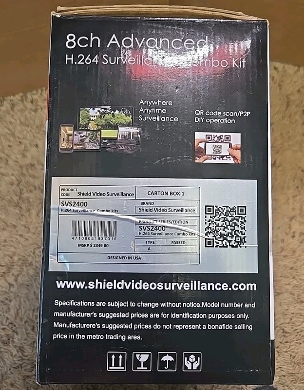 SVS Shield Surveillance 4x Cameras H.264 Security DVR 8-Channel SVS2400 No Hdd gallery