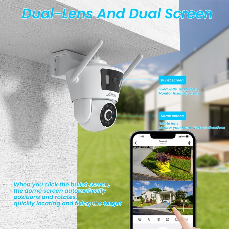 ANRAN Wireless Dual Lens Security Camera Outdoor 360° View 4MP WiFi Night Vision gallery