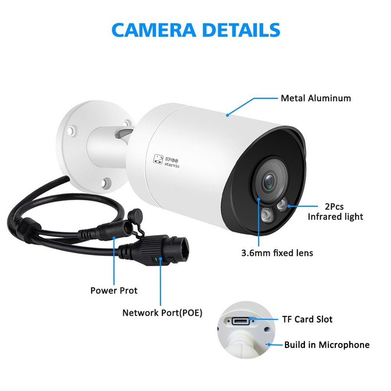 Hikvision Compatible 4K 8MP MIC IR Security IP Camera POE CCTV Bullet 3.6mm lens gallery