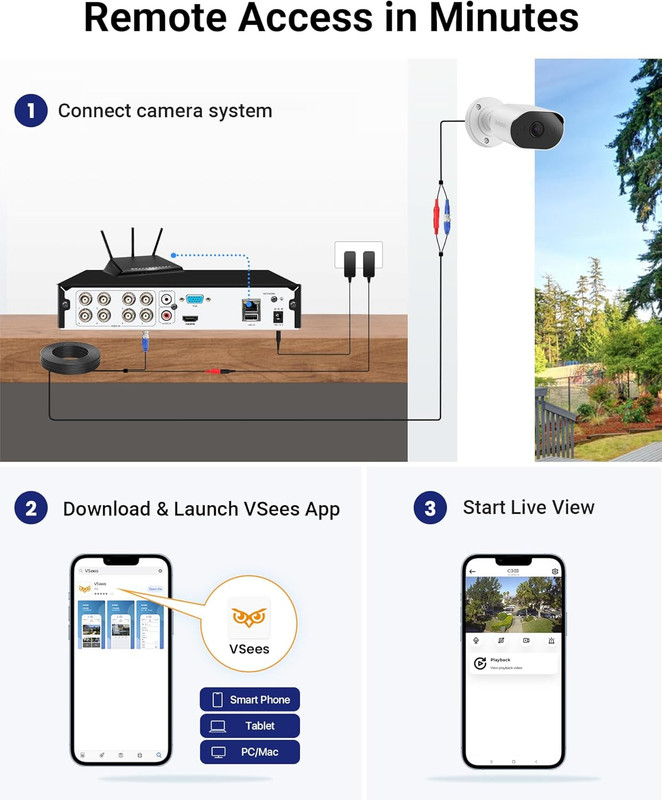 5MP Wired Security Camera System, Human Vehicle Detection, Night Vision, Audio R gallery