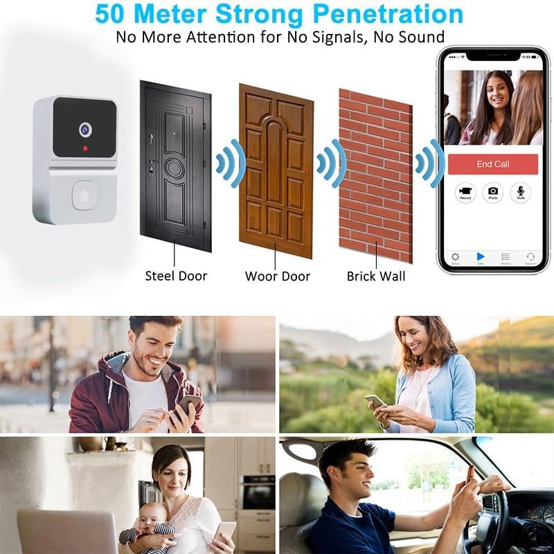 Wireless Video Doorbell, Smart Night Vision Doorbell, Security Intelligent Vi... gallery