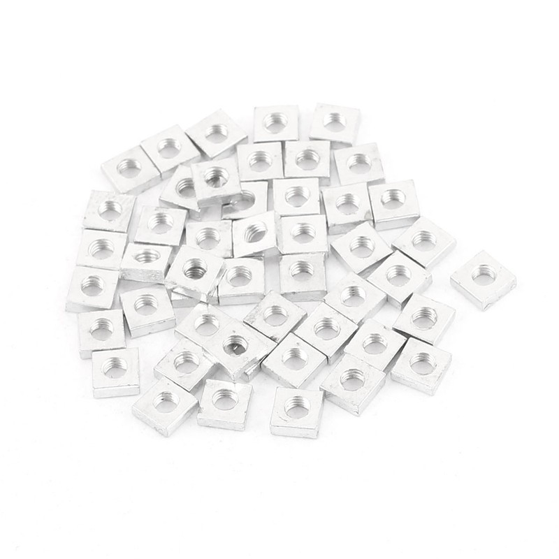 50pcs M4 7.8 x 7.8 x 2mm Stainless Steel Square Screw Fixing Nuts