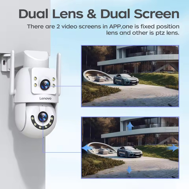 Lenovo 4K Bundle Pack Security Camera 5G Wifi Dual Lens PTZ CCTV Video
