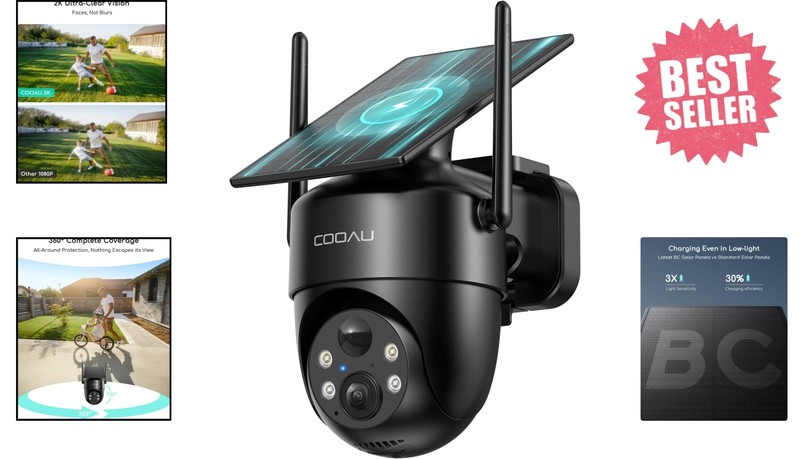2K Solar Wireless Security Camera - 360° Coverage, AI Detection, Waterproof gallery