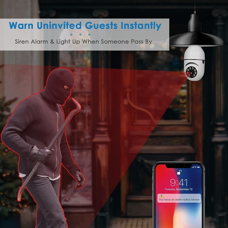 Light Bulb Security Camera Outdoor 2packs HD Wireless 5GHz/2.4GHz WiFi Home ... gallery
