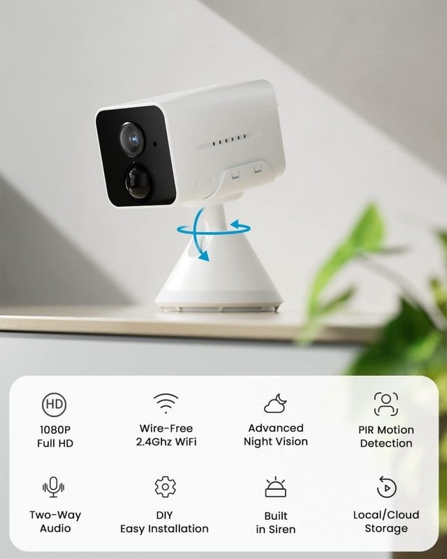 2PCS Mini Indoor 1080p Security Camera,Battery WiFi for House/Baby Monitor,new gallery