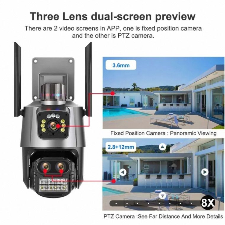 HD 9MP Double Lens PTZ WIFI Home Security Camera CCTV 2 Way Audio PIR Detection gallery