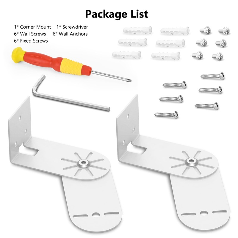 2Pack Adjustable Corner Mount Bracket for Eufy Security SoloCam 2 Pack, White gallery