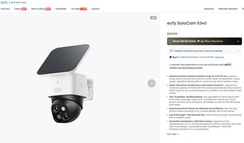 eufy SoloCam S340 Outdoor Solar Security Camera 3K Dual-Camera gallery