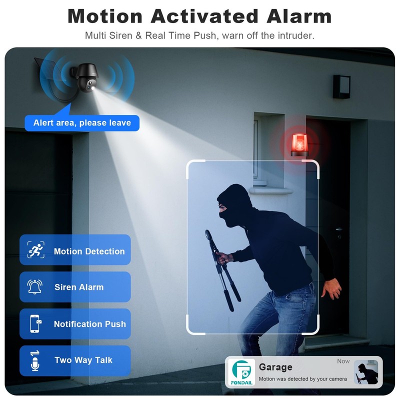 Solar Security Cameras Wireless Outdoor, 2K Pan/Tilt 360° View Wi-Fi, Black gallery