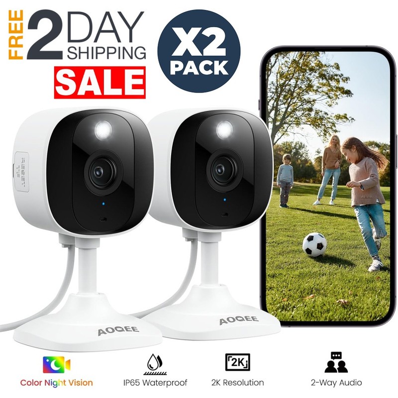 2 Camaras De Seguridad 2K 2.4G Wifi 24/7 Para Casas Cuarto Bebe Con Audio Alexa