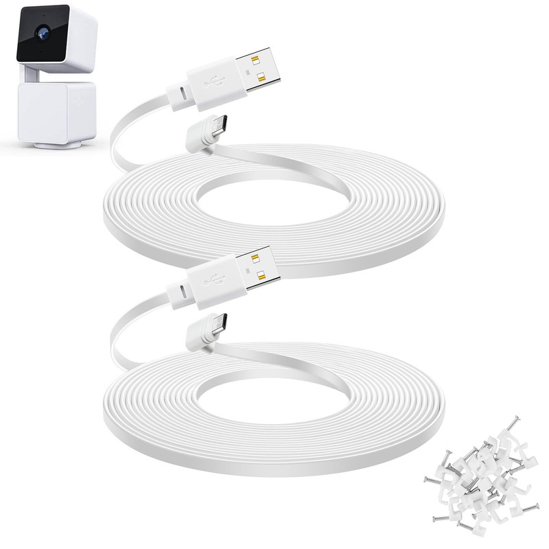 YEAOI 2-Pack 30 ft Extension Cable for WYZE Cam Pan V3 Outdoor 30 ft, White