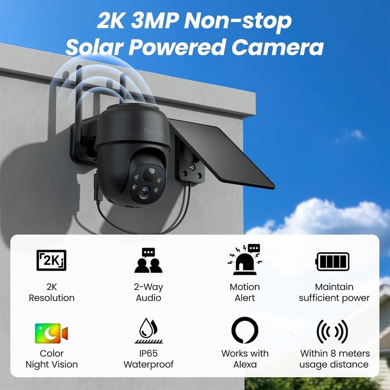 2K WiFi Outdoor Security Camera Solar Battery Powered 360° Night Vision gallery