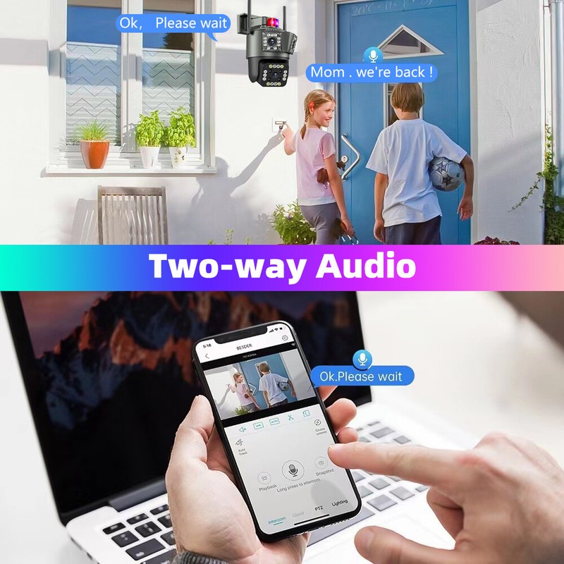4PCS 3 Lens HD WiFi IP Camera Wireless 360° Outdoor CCTV PTZ Home Security IR gallery