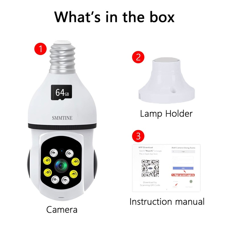 8mp/4k Light Bulb Security Cameras 2.4GHz&5GHz Outdoor Wireless WiFi Light So... gallery