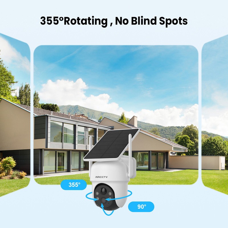 ARCCTV 4MP Wireless Wifi Home PTZ Solar Battery Security Camera System CCTV IR gallery