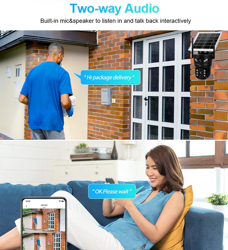 3PCS 6MP Solar Camera WIFI Solar Panel Dual Lens Camera Home Security CCTV Video gallery