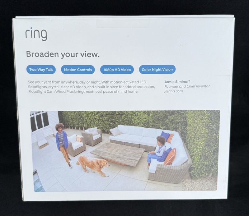 Ring Floodlight Cam Wired Plus with motion-activated 1080p HD video, White gallery
