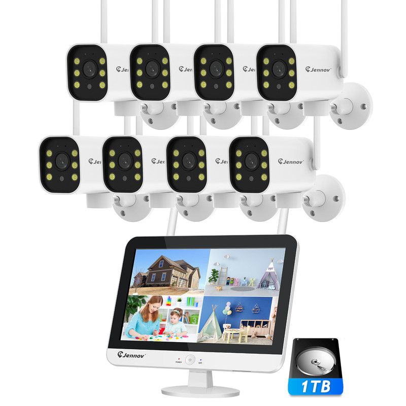 5MP Outdoor Home Security Camera System Wireless 12″ Monitor Wifi NVR Recorder