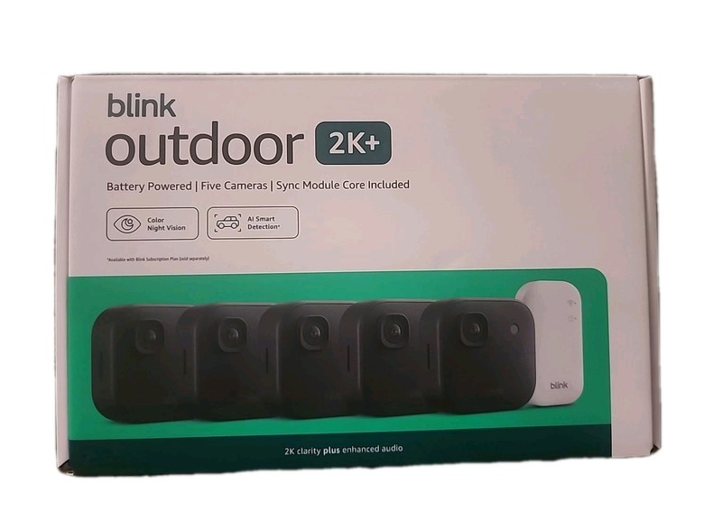 Blink Outdoor 2K+ Wireless Smart Security 5 Camera System with Sync Module Core