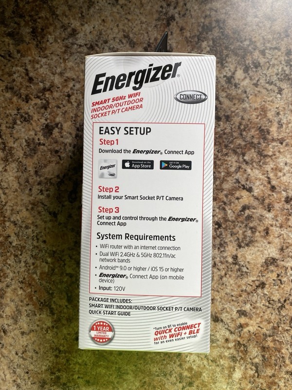 Energizer Smart Wi-Fi Indoor Outdoor Bulb Socket P/T Camera NIP gallery