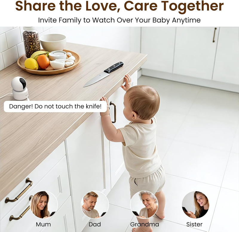 2K Indoor Cameras for Home Security-Baby/Pet/Dog/Cat Monitor with Phone APP, Wi- gallery